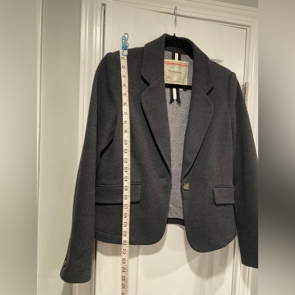 Cartonnier Anthropologie Gray Cotton Blend Everyday Blazer Button Front Size 2 - Picture 9 of 12